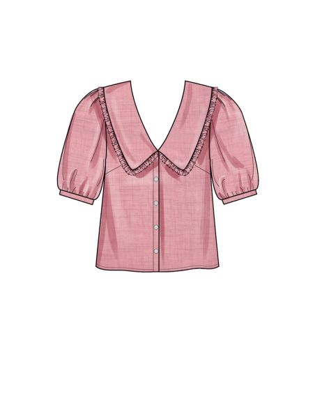 Patron New Look 6707 - Chemisier Femme avec ou sans col et manches bouffantes