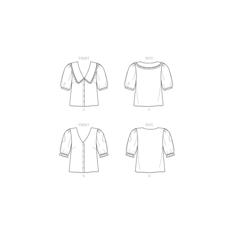 Patron New Look 6707 - Chemisier Femme avec ou sans col et manches bouffantes