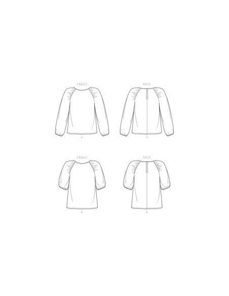 Patron New Look 6708 - Top Femme avec manches raglan, froncé à la couture