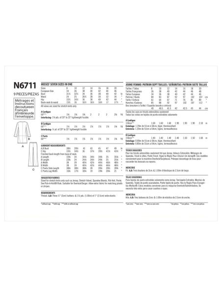 Patron New Look 6711 - Ensemble Femme avec Cardigan et Pantalon