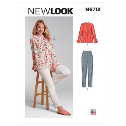 Patron New Look 6712 - Ensemble Femme Top encolure plissée et Pantalon ajusté
