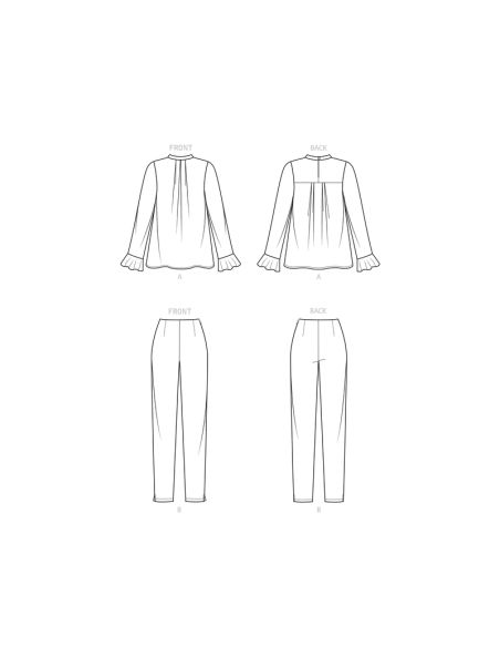 Patron New Look 6712 - Ensemble Femme Top encolure plissée et Pantalon ajusté