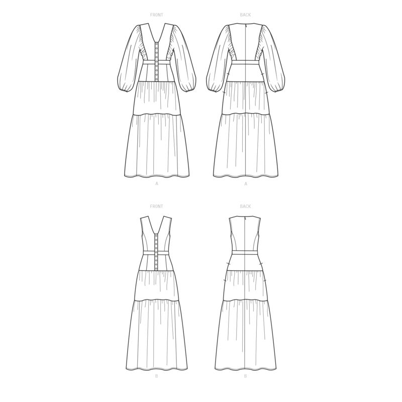 Patron New Look 6718 - Robe longue avec décolleté en V