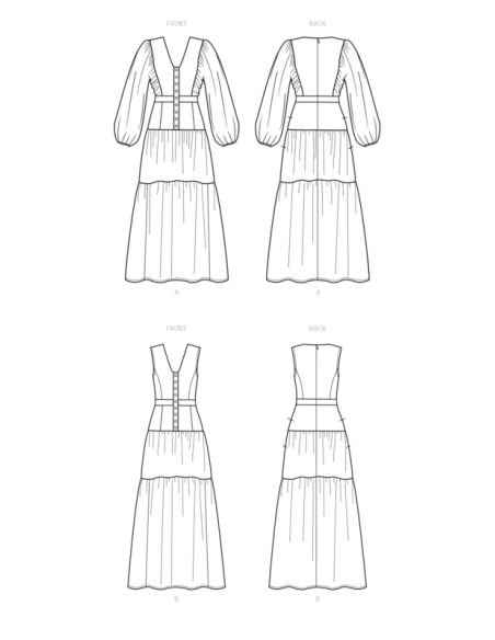 Patron New Look 6718 - Robe longue avec décolleté en V