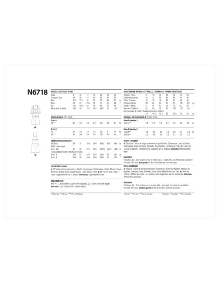 Patron New Look 6718 - Robe longue avec décolleté en V