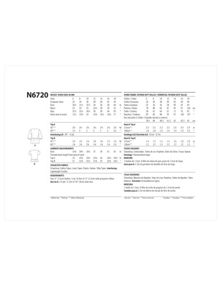 Patron New Look 6720 - Hauts cache-cœur