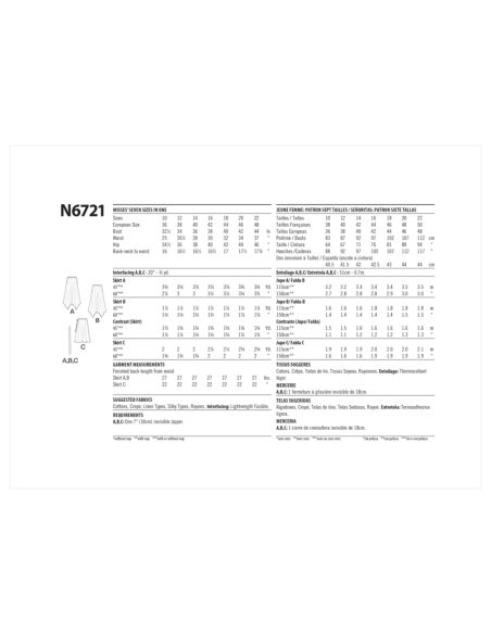 Patron New Look 6721 - Jupes asymétriques