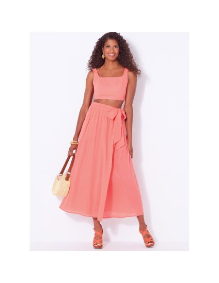 Patron New Look 6722 - Jupe portefeuille avec haut court