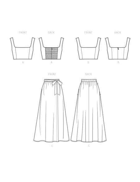 Patron New Look 6722 - Jupe portefeuille avec haut court