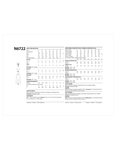 Patron New Look 6722 - Jupe portefeuille avec haut court