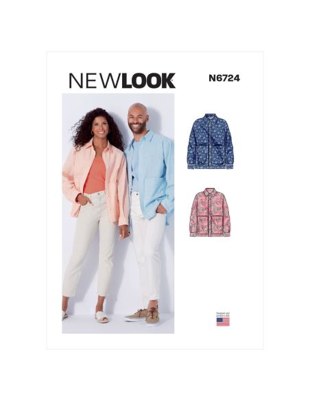 Patron New Look 6724 - Chemise boutonnée unisexe