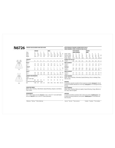 Patron New Look 6726 - Robes pour enfants