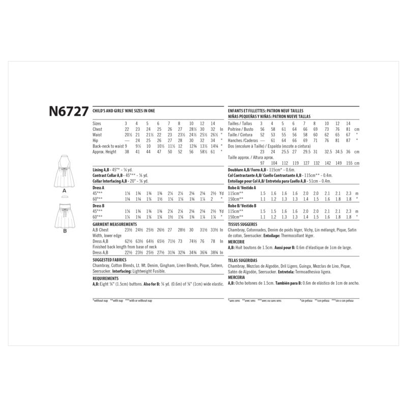 Patron New Look 6727 - Robe Fille