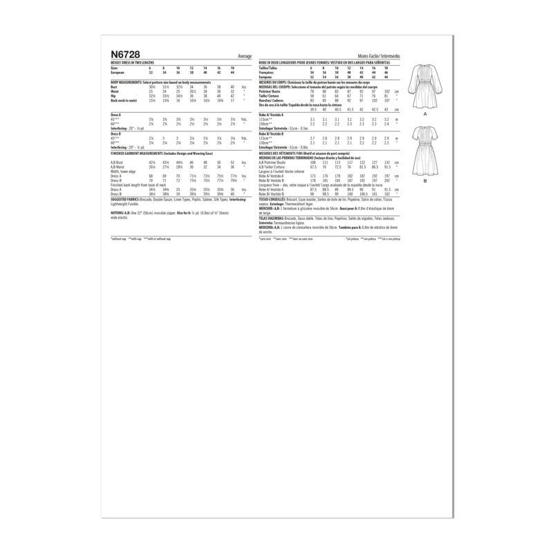 Patron New Look 6728 - Robe longues