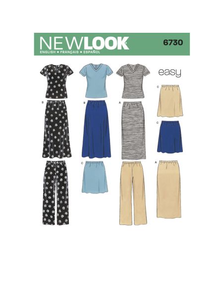 Patron New Look 6730 - Jupe, pantalon, Tee-Shirt