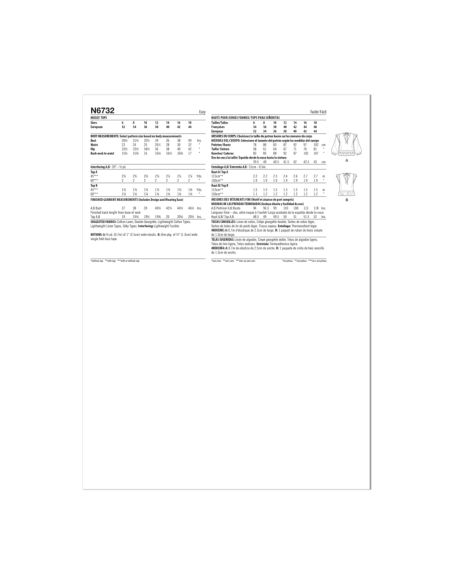 Patron New Look 6732 - Top avec variantes