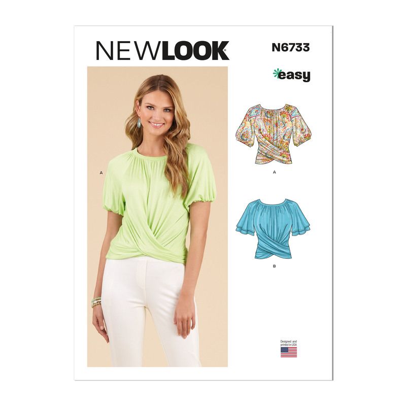 Patron New Look 6733 - Hauts cache cœur ou col rond
