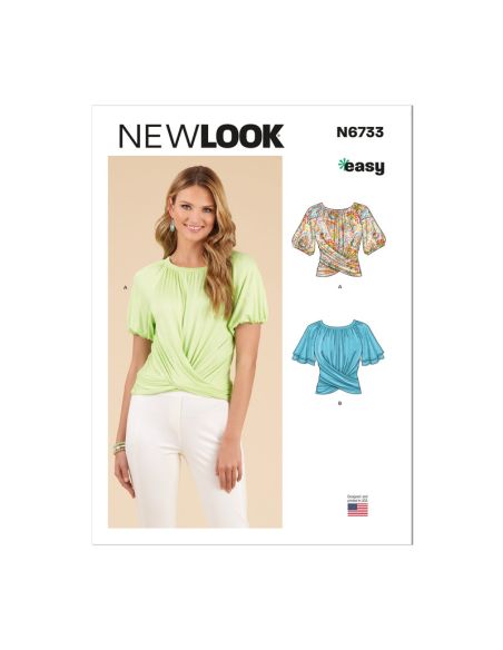 Patron New Look 6733 - Hauts cache cœur ou col rond