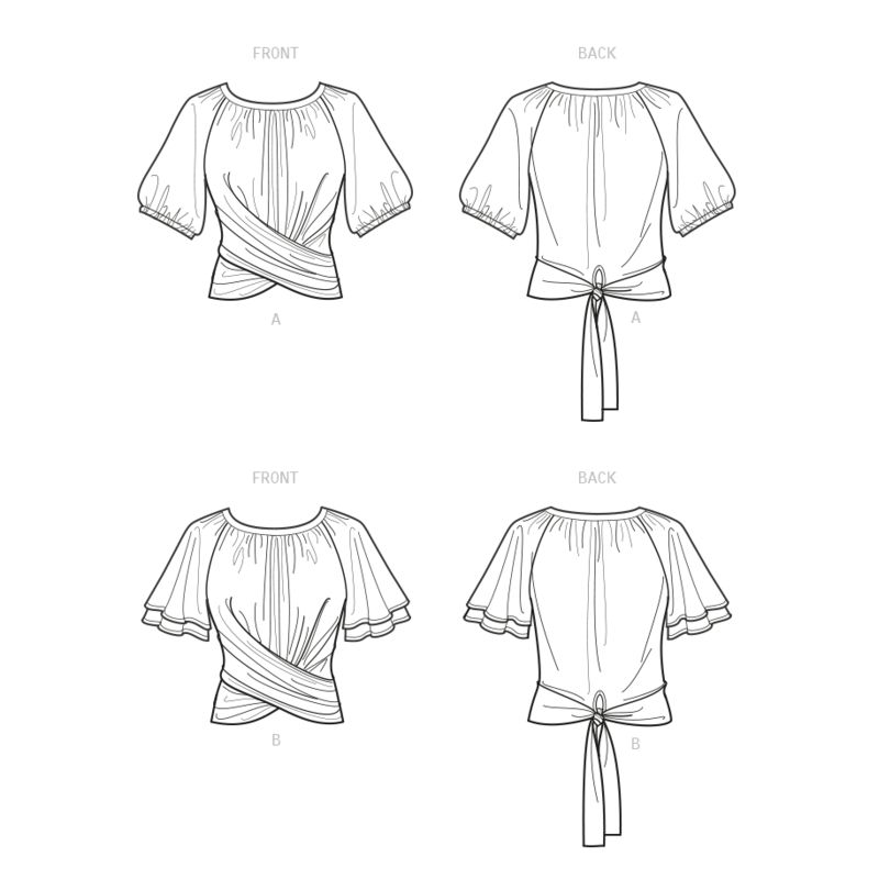 Patron New Look 6733 - Hauts cache cœur ou col rond