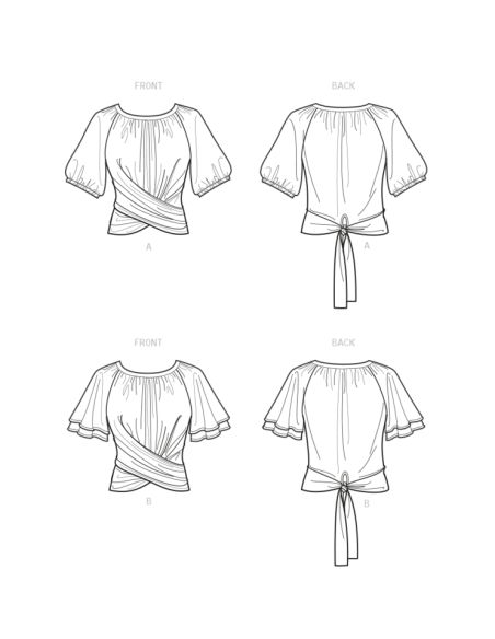 Patron New Look 6733 - Hauts cache cœur ou col rond