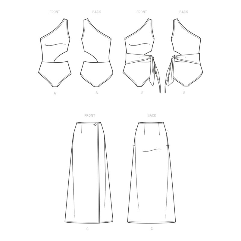 Patron New Look 6734 - Maillot de bain et jupe portefeuille