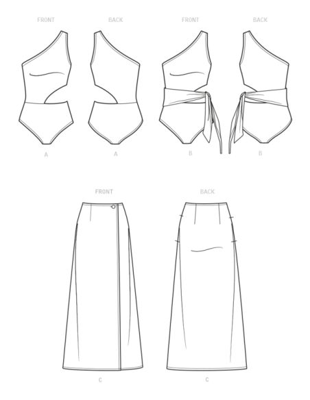 Patron New Look 6734 - Maillot de bain et jupe portefeuille