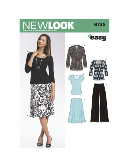 Patron New Look 6735 - Ensemble jupe/pantalon, Tee-Shirt, veste
