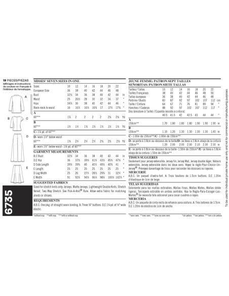 Patron New Look 6735 - Ensemble jupe/pantalon, Tee-Shirt, veste