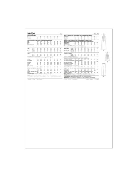 Patron New Look 6736 - Hauts en 2 longueurs et pantalon