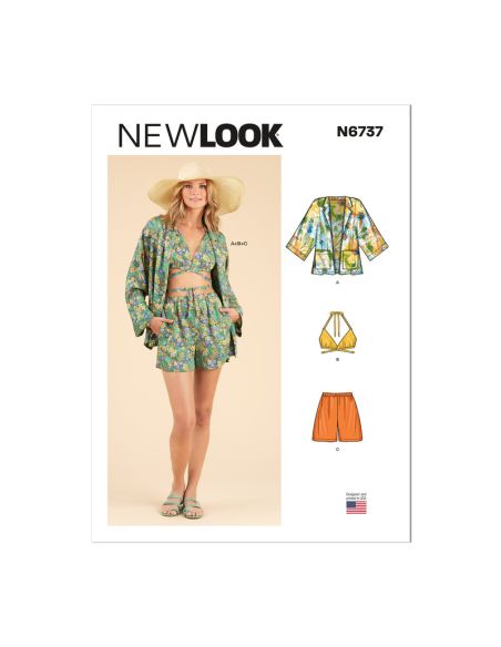 Patron New Look 6737 - Veste, haut cache cœur et short