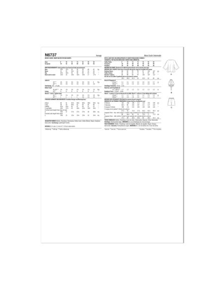 Patron New Look 6737 - Veste, haut cache cœur et short