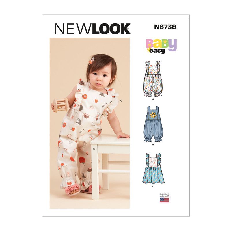 Patron New Look 6738 - Barboteuses et tobe pour bébés