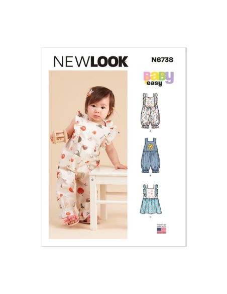 Patron New Look 6738 - Barboteuses et tobe pour bébés