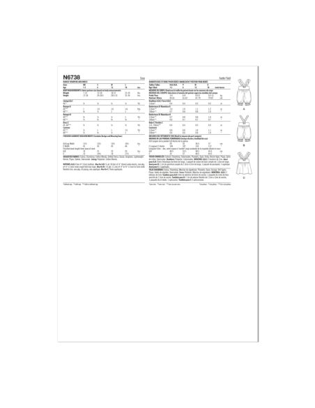 Patron New Look 6738 - Barboteuses et tobe pour bébés