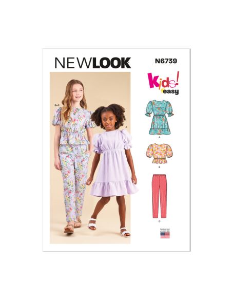 Patron New Look 6739 - Robe, haut et pantalon pour filles