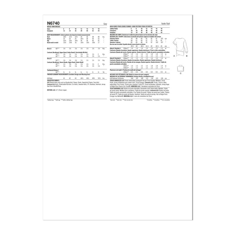 Patron New Look 6740 - Robe courte