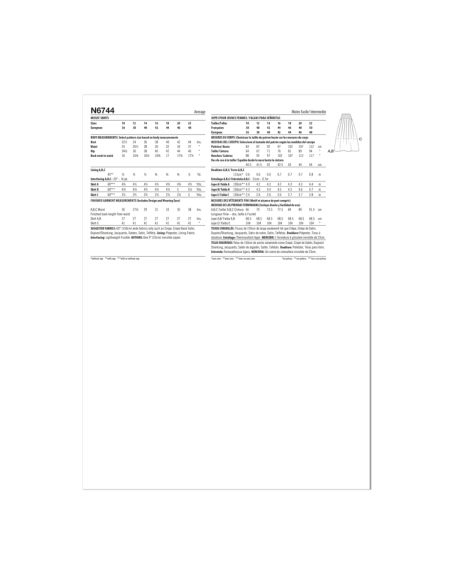 Patron New Look 6744 - Jupe avec variantes