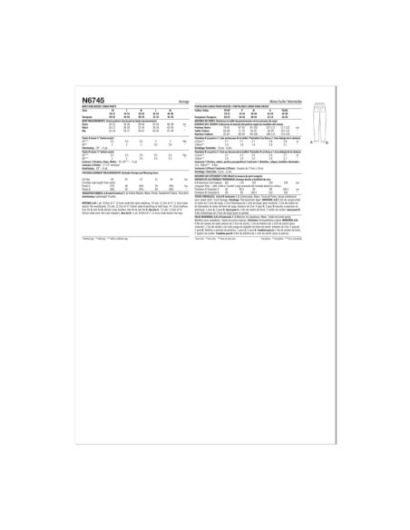 Patron New Look 6745 - Pantalon cargo unisexe