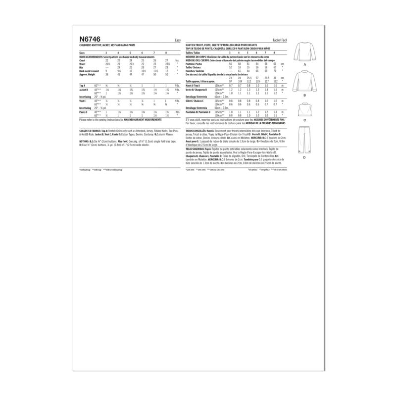 Patron New Look 6746 - Veste et pantalon