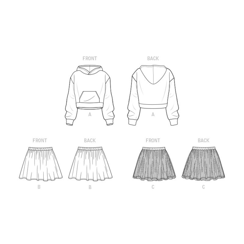 Patron New Look 6747 - Sweat à capuche et jupe