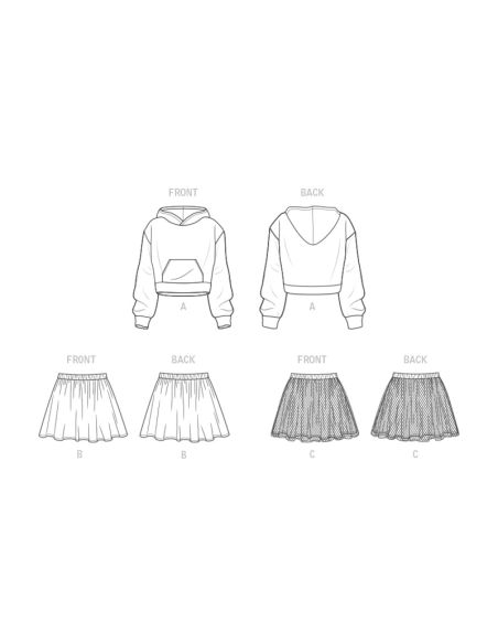 Patron New Look 6747 - Sweat à capuche et jupe