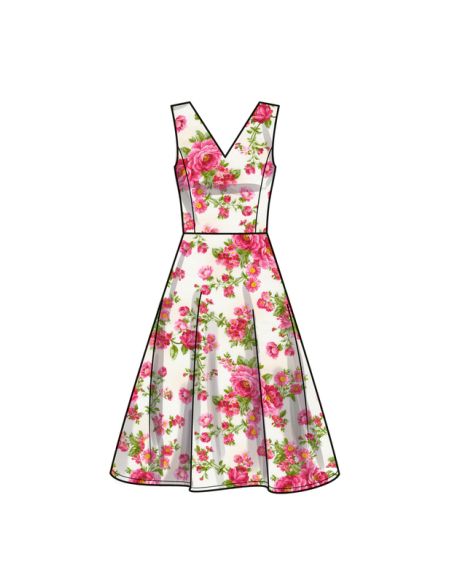 Patron New Look 6748 - Robe col en V