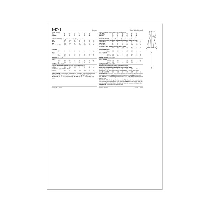 Patron New Look 6748 - Robe col en V