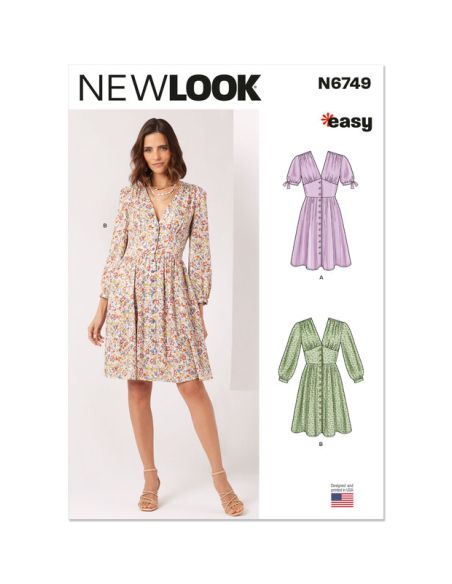 Patron New Look 6749 - Robe boutonnée