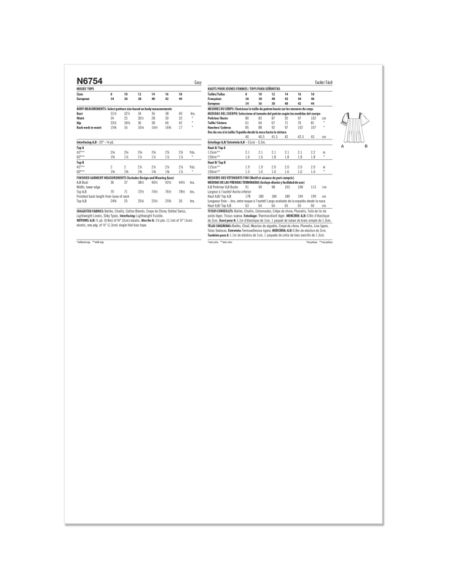 Patron New Look 6754 - Hauts à enfiler