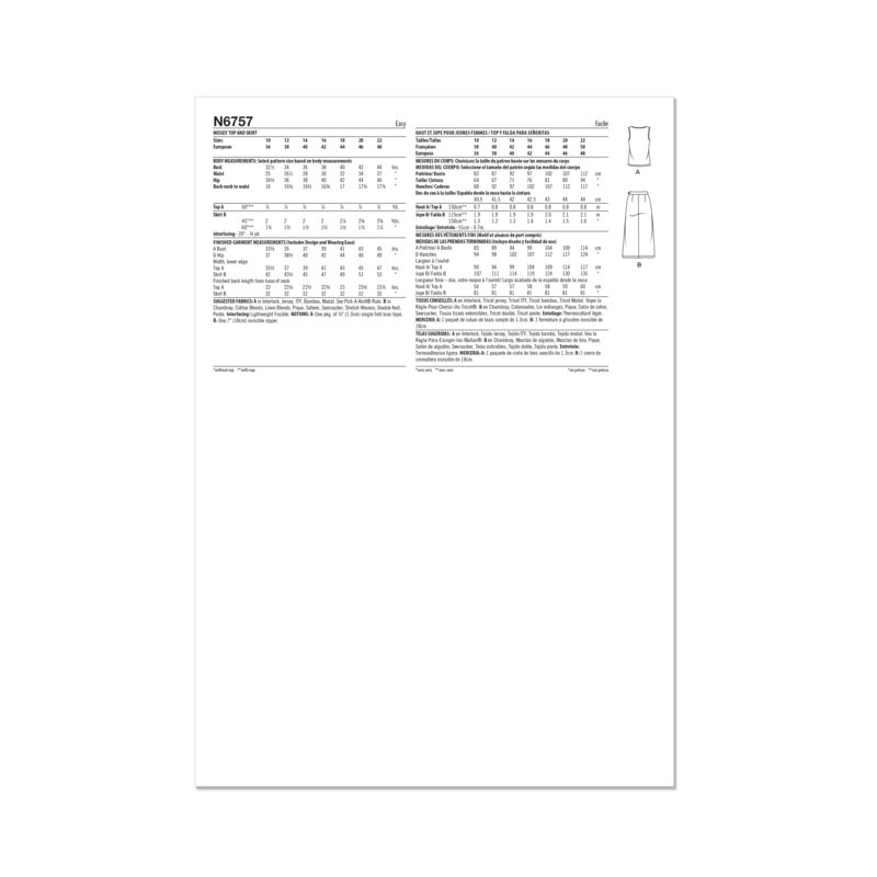 Patron New Look 6757 - Haut et jupe