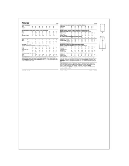 Patron New Look 6757 - Haut et jupe