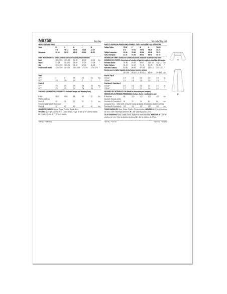 Patron New Look 6758 - Haut et pantalon