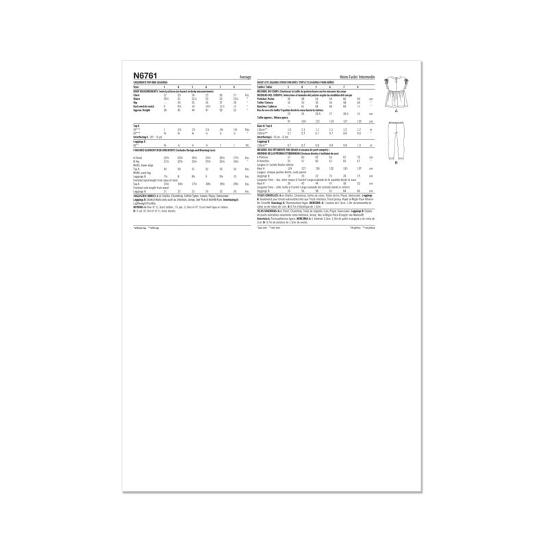 Patron New Look 6761 - Haut et leggings