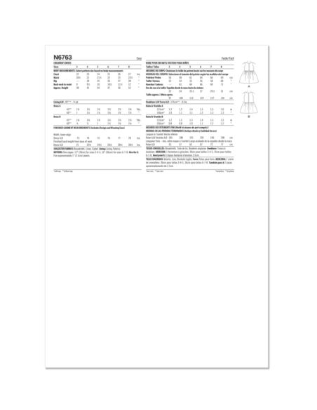 Patron New Look 6763 - Robe enfant